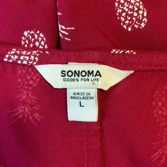 Sonoma Pink Pineapple Tank Top Sleeveless VNeck Large - Picture 4 of 6